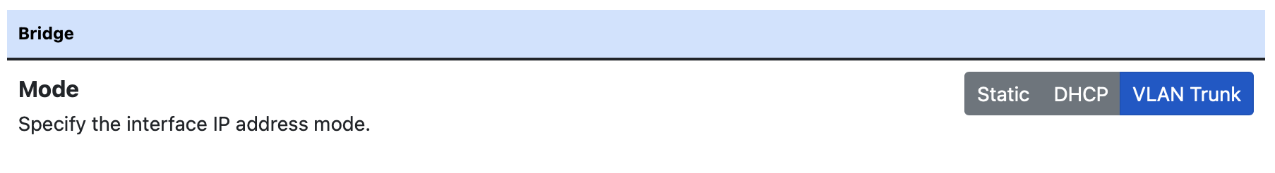 VLAN Trunk Bridge Network Configuration