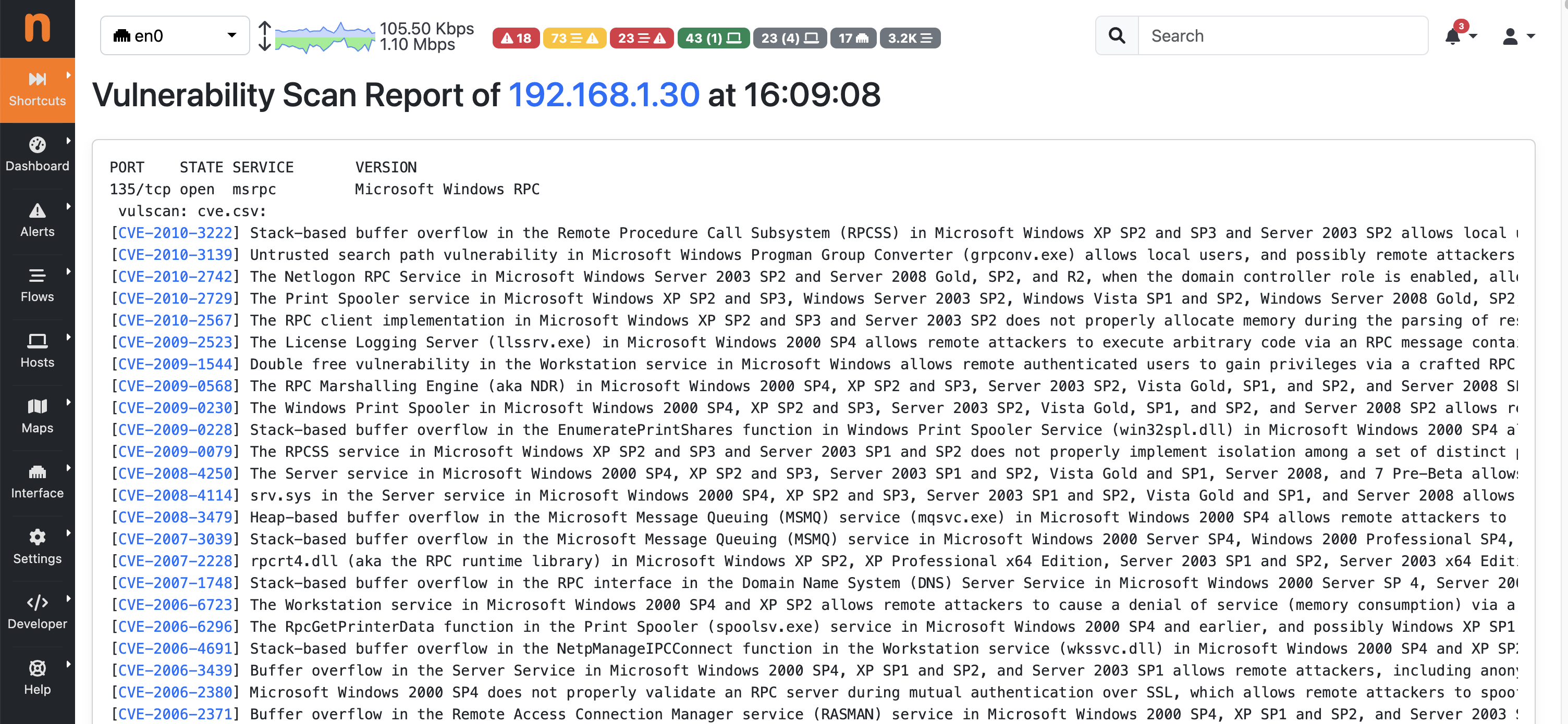 Active Scan Last Report Page