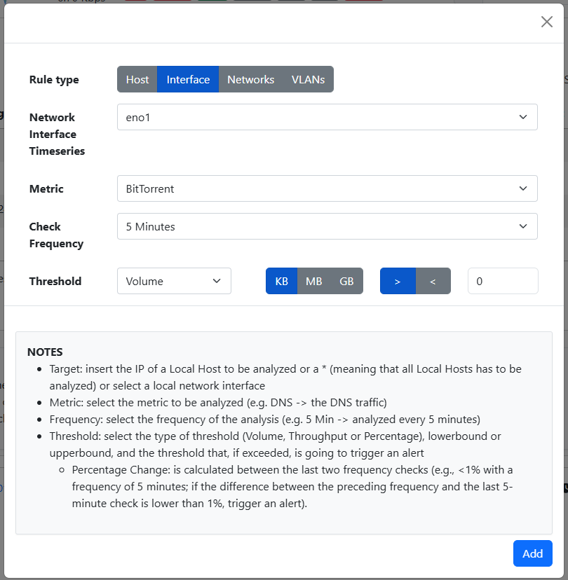 Add a Local Traffic Volume Rule