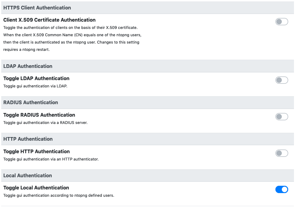 ntopng Authentication Methods