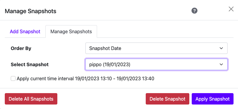 ntopng Manage Snapshots