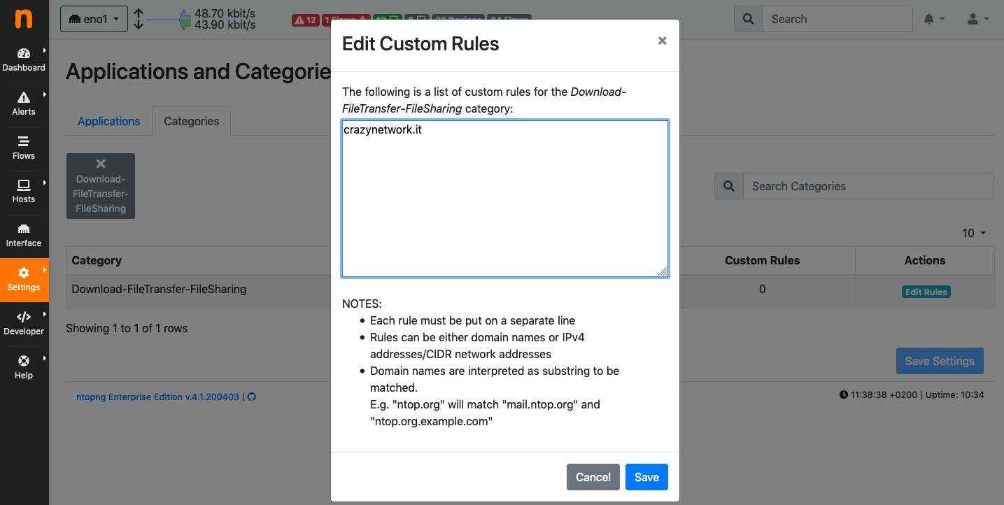 Edit Category Hostnames