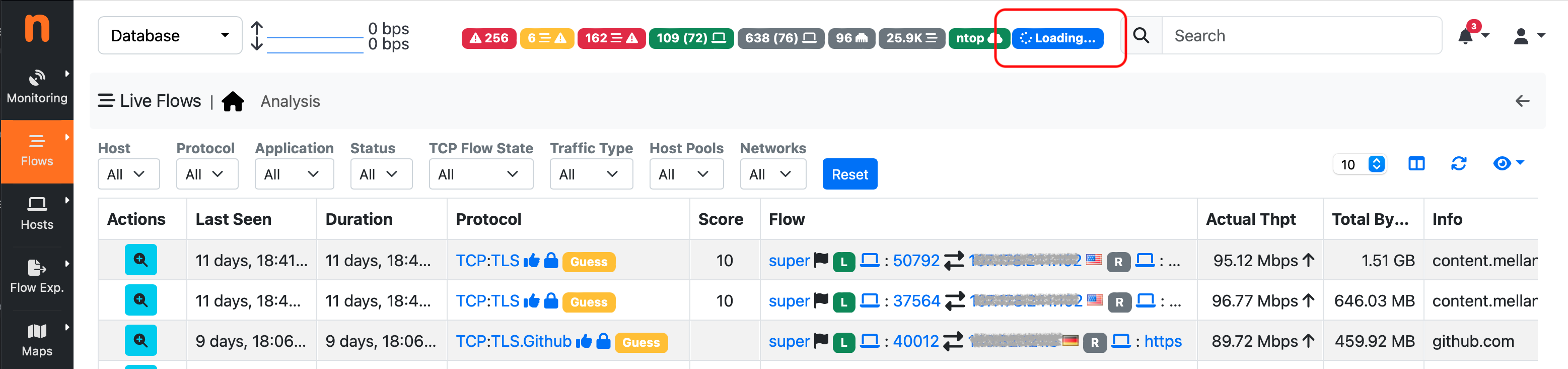 Historical Flows Live View